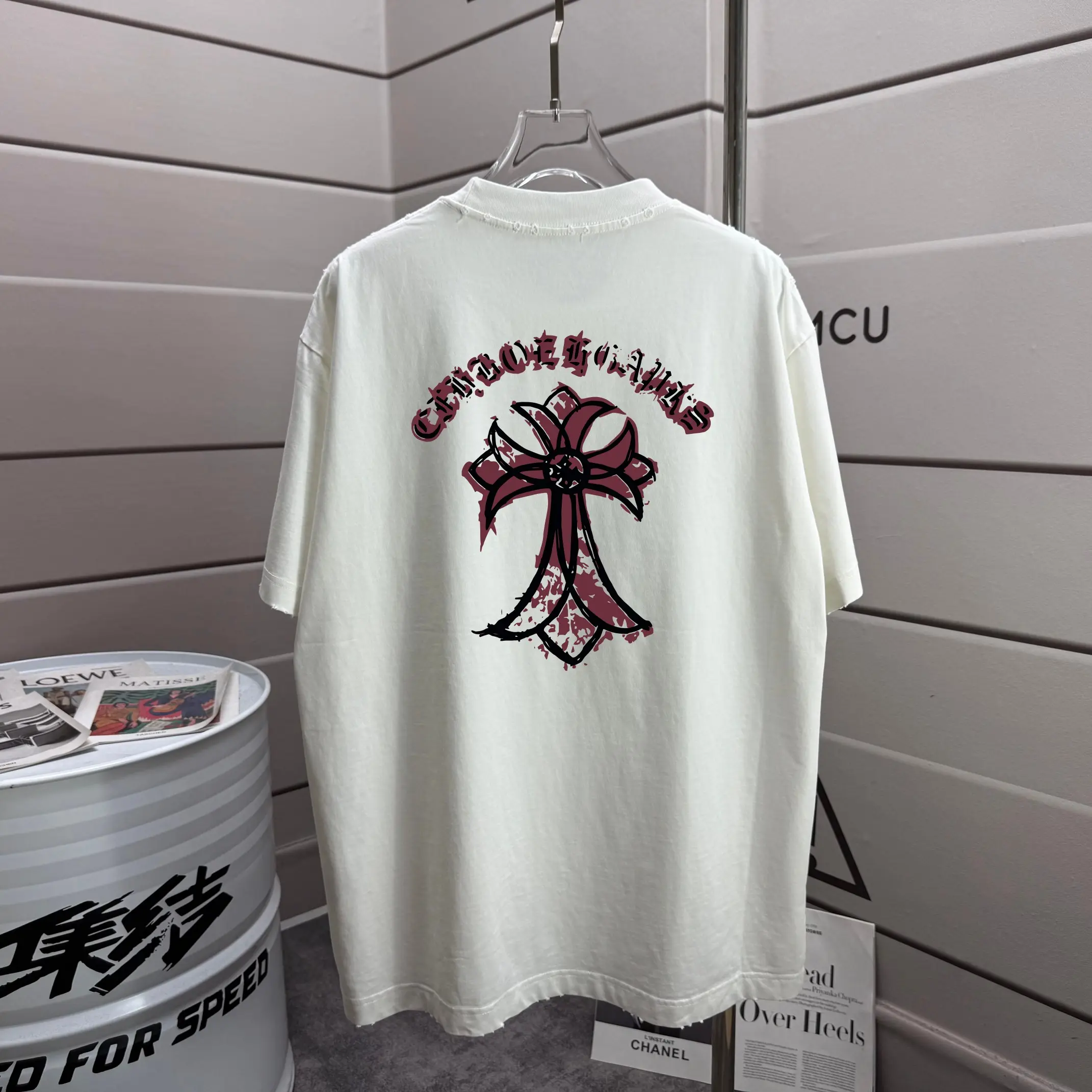 Distressed Graphic Print Cotton T-Shirt D16012864