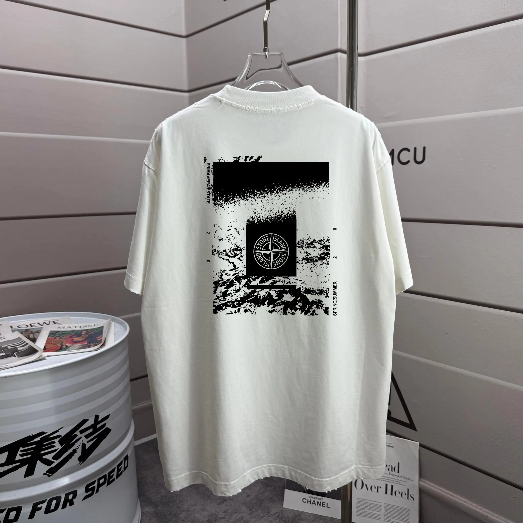Distressed Graphic Print Cotton T-Shirt D16012876