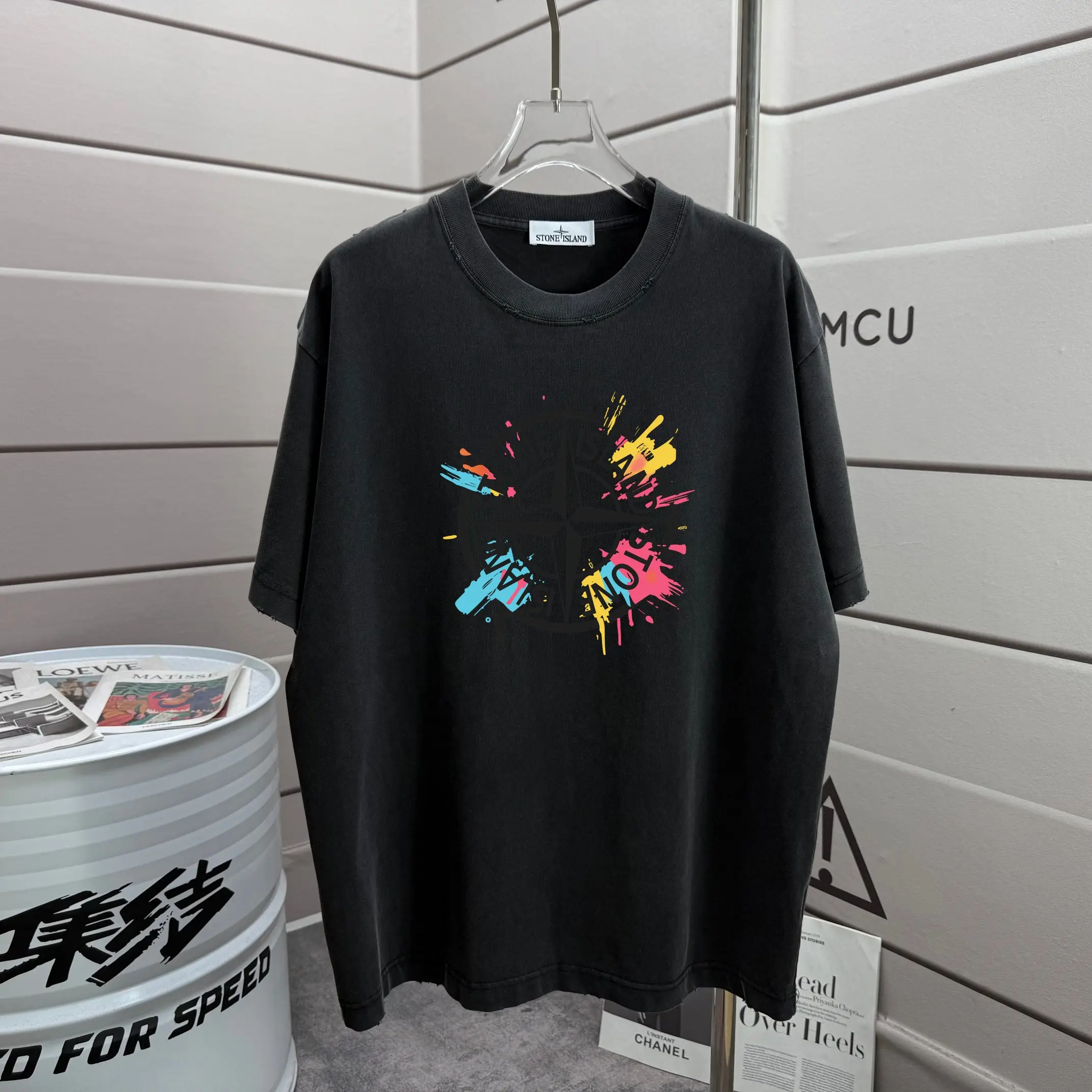 Distressed Logo Graphic Cotton T-Shirt D16012900