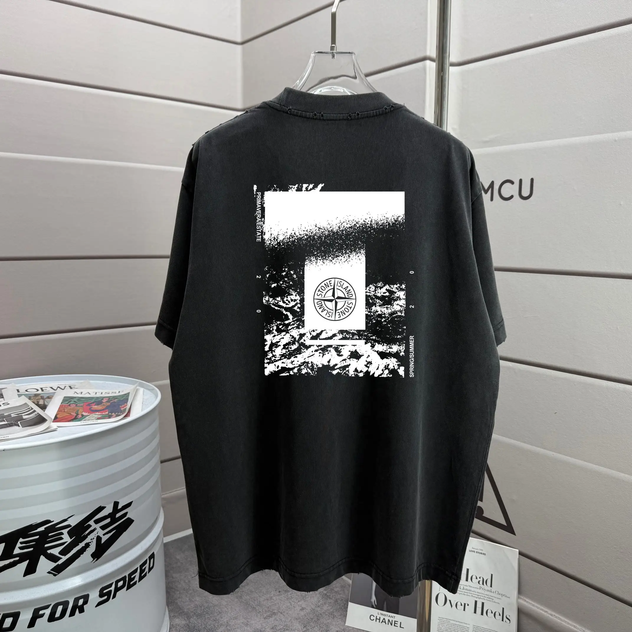 Stone Island Distressed Graphic Print T-Shirt D16012877