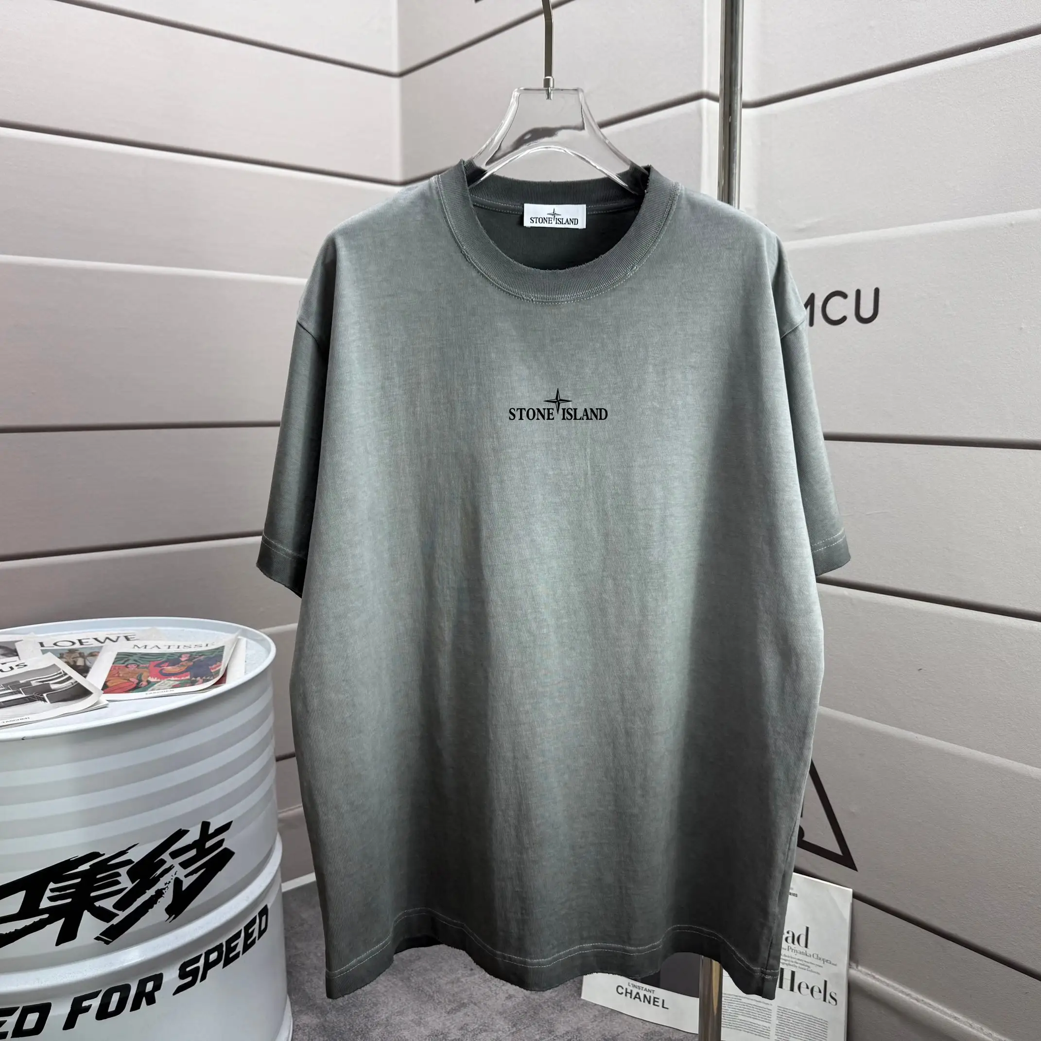 Compass Graphic Print Washed Cotton T-Shirt D16012878 — view 2