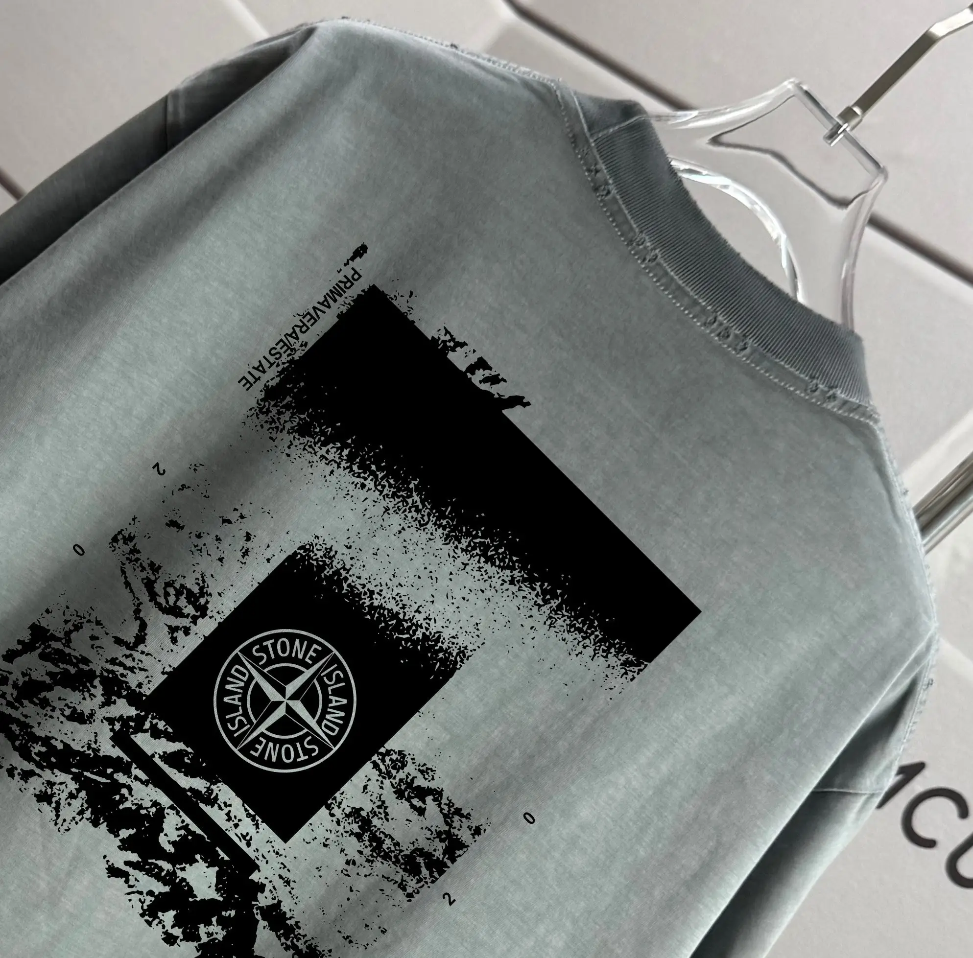 Compass Graphic Print Washed Cotton T-Shirt D16012878 — view 3