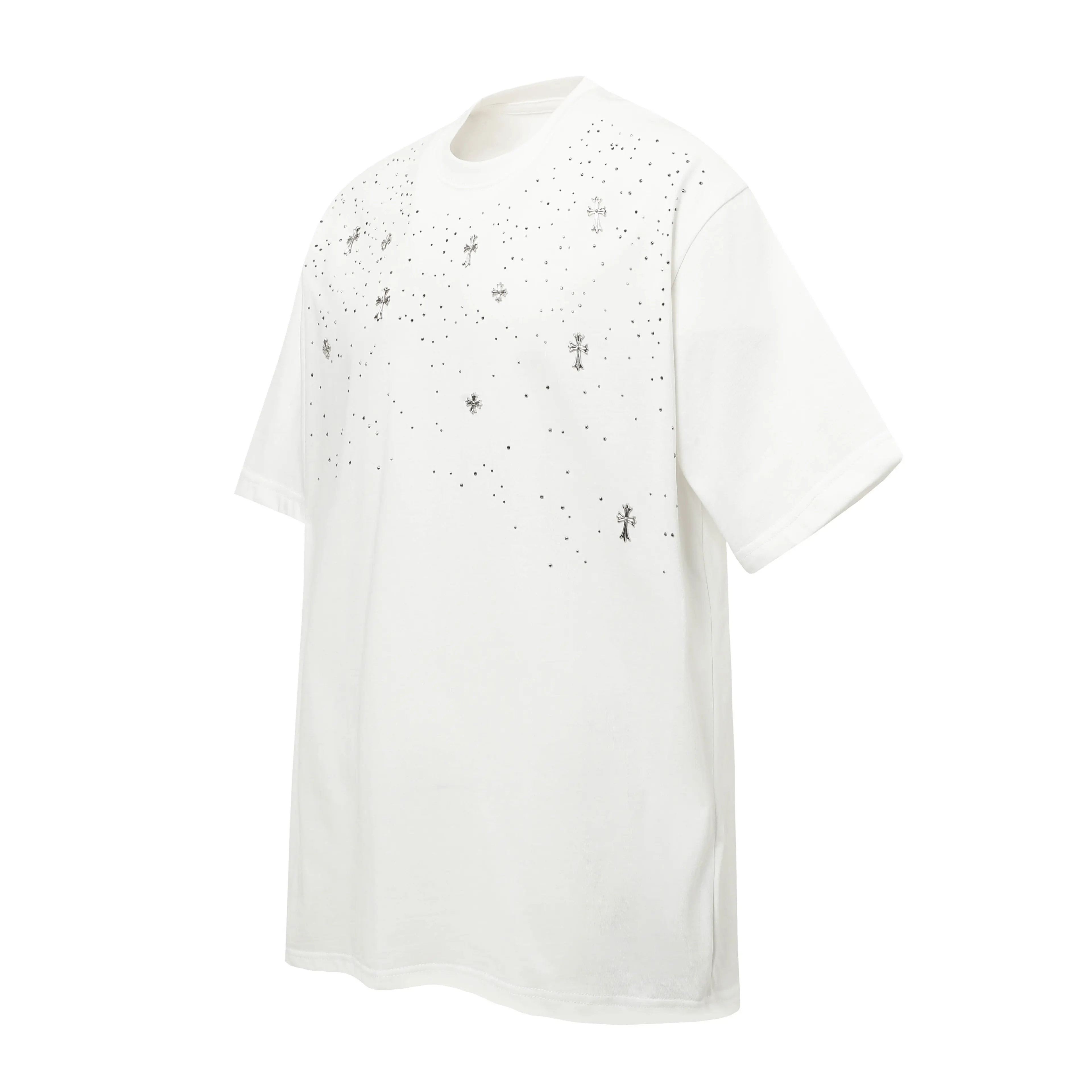 Rhinestone Cross Embellished Oversized T-Shirt D10513643