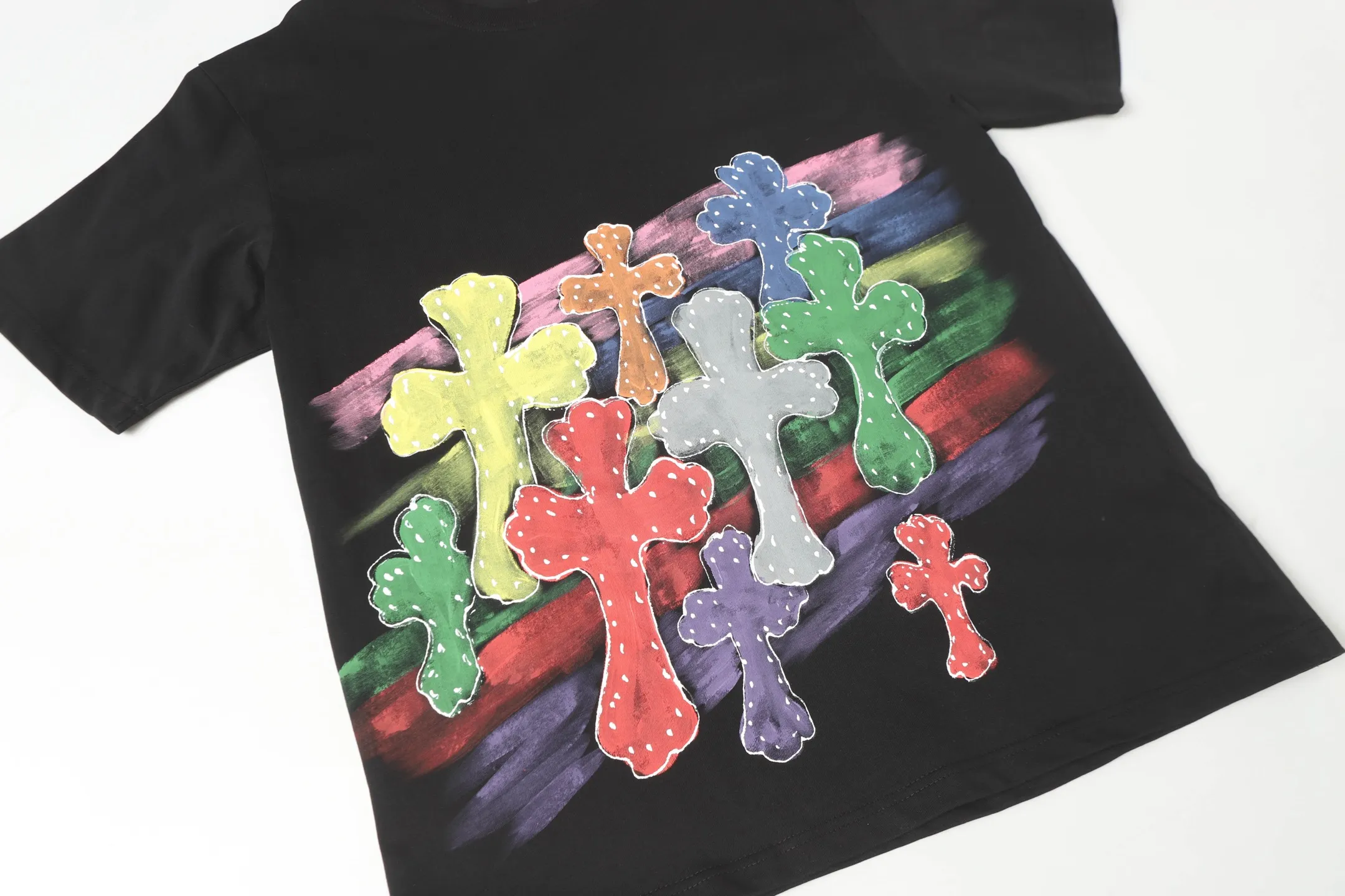 Rainbow Cross Hand-Painted Cotton T-Shirt D10513632 — view 5