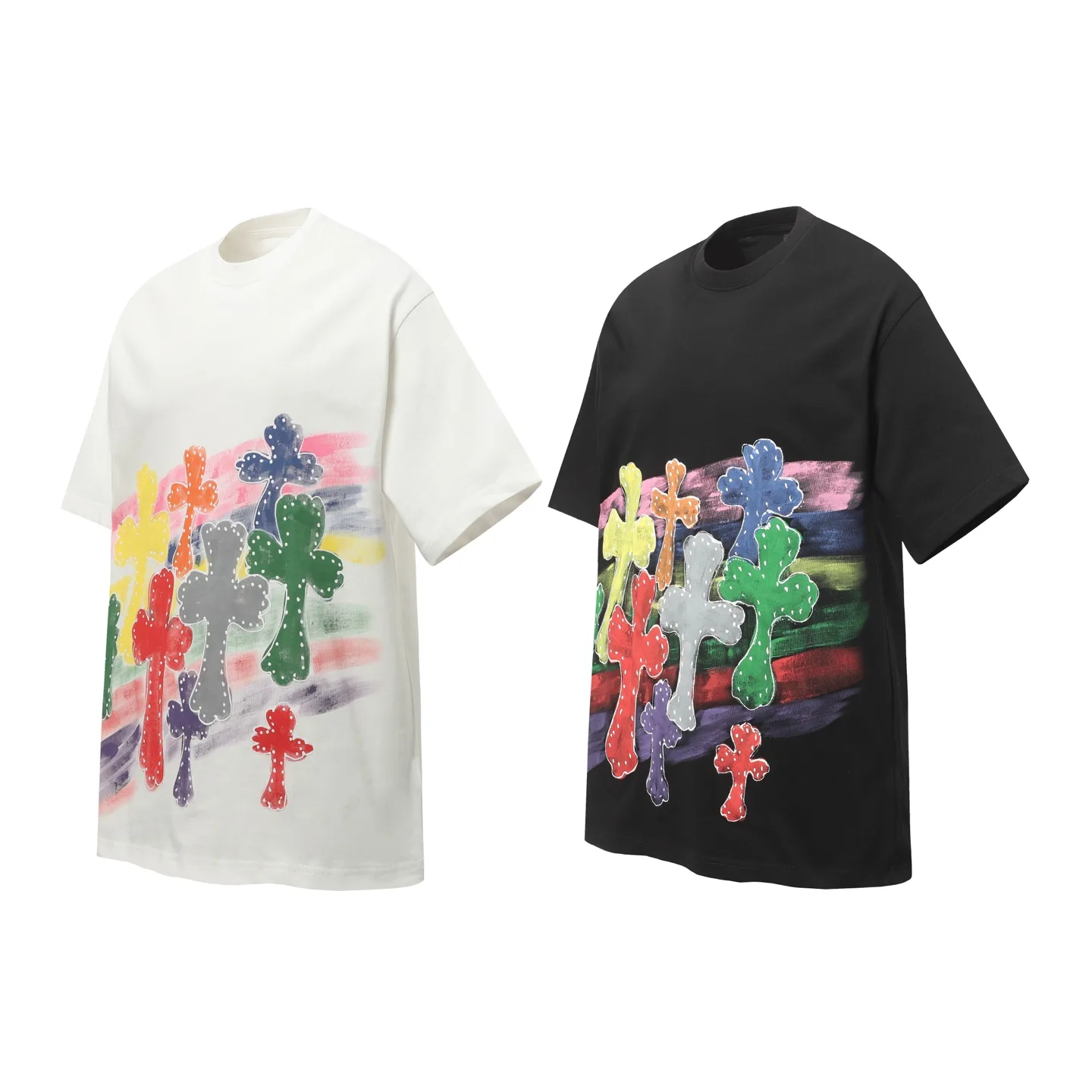 Rainbow Cross Graphic Print T-Shirt D10513633