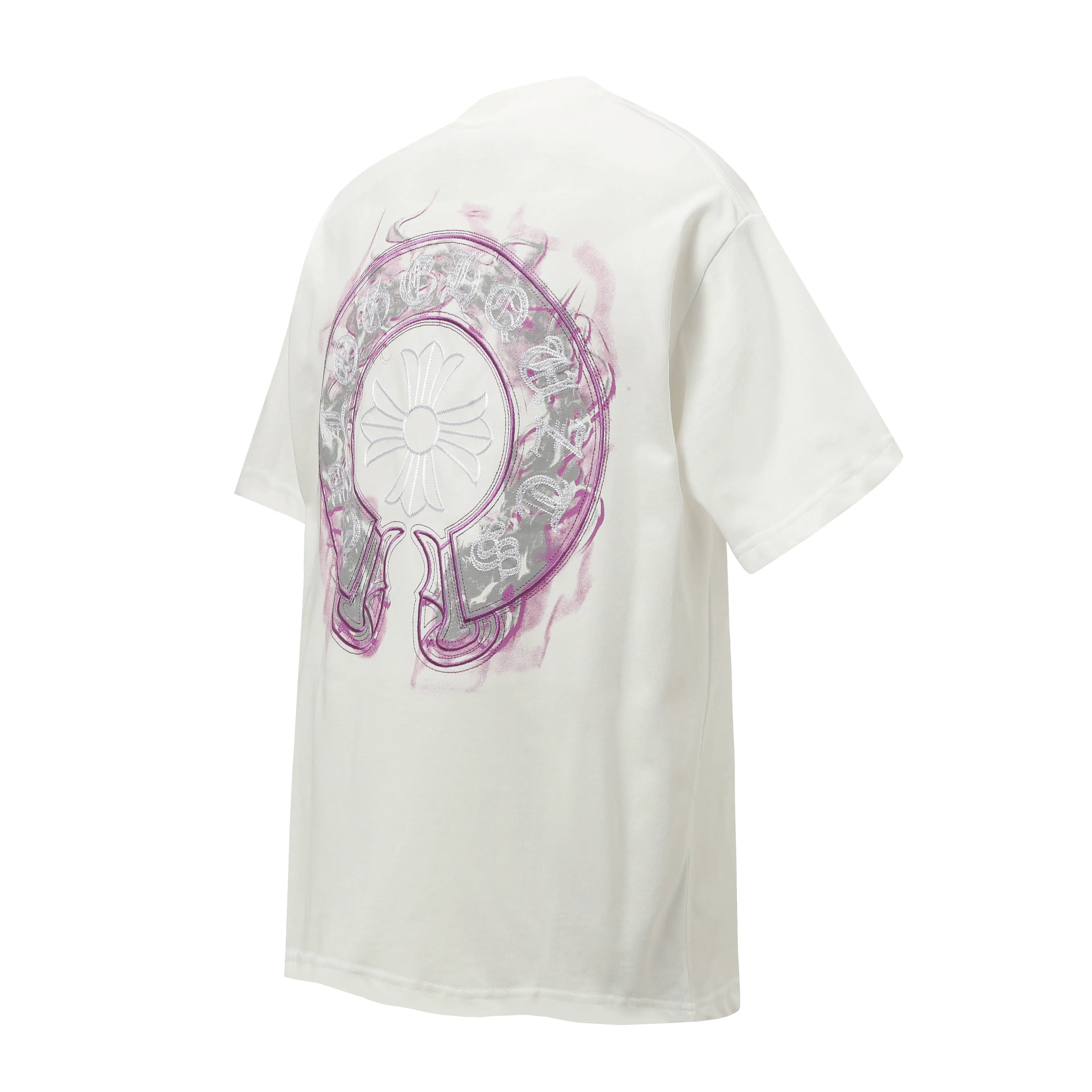 Horshoe Sanskrit Embroidered Cotton T-Shirt D10513640 — view 2