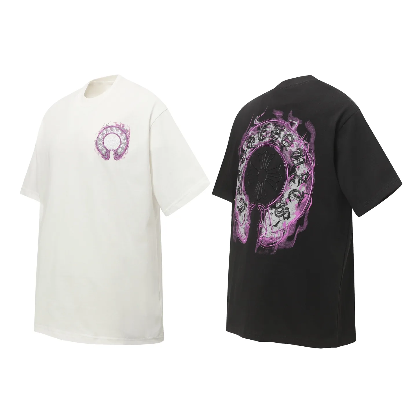 Horseshoe Sanskrit Embroidered Cotton T-Shirt D10513642