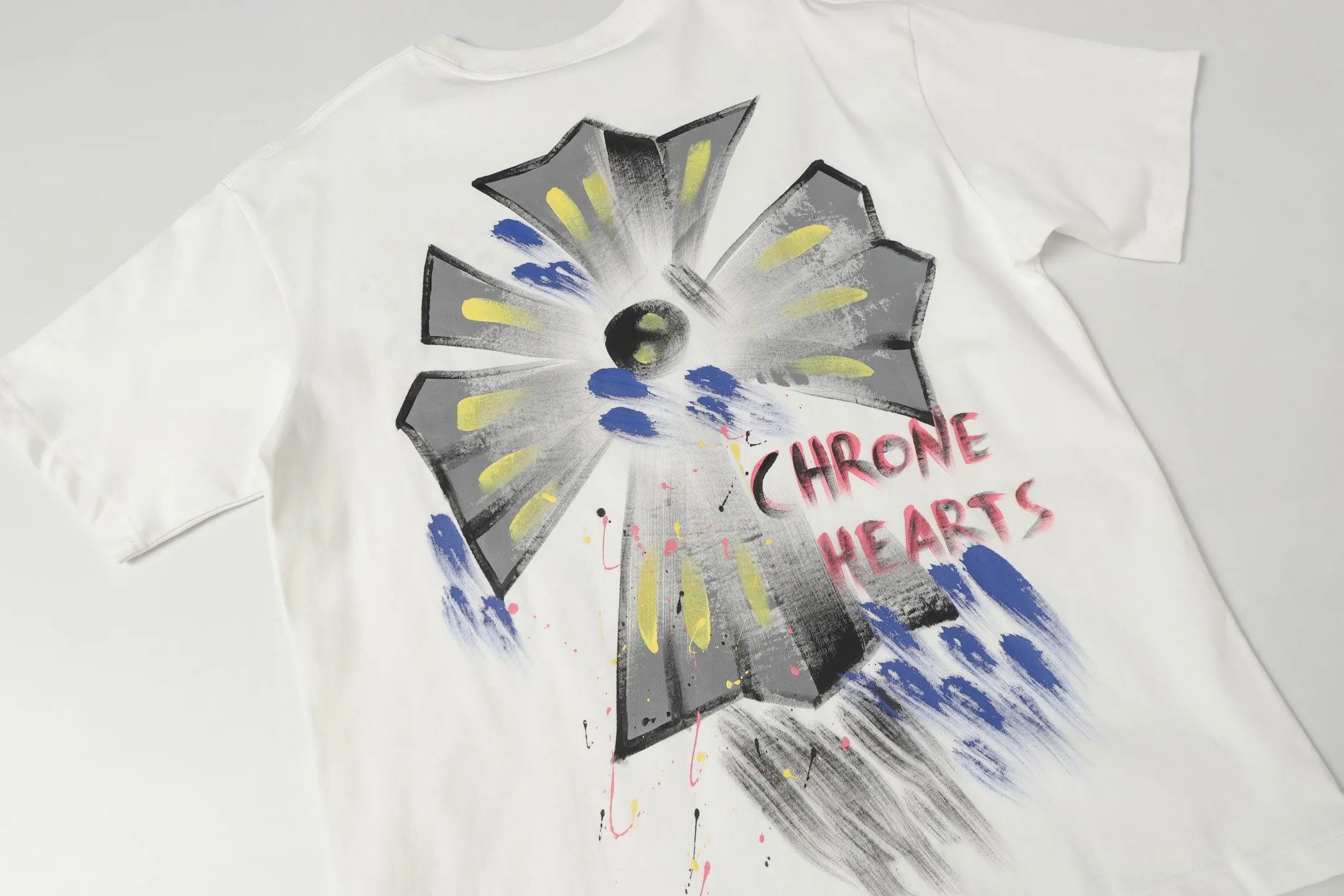 Hand-Painted Cross Print Cotton T-Shirt D10513635 — view 6