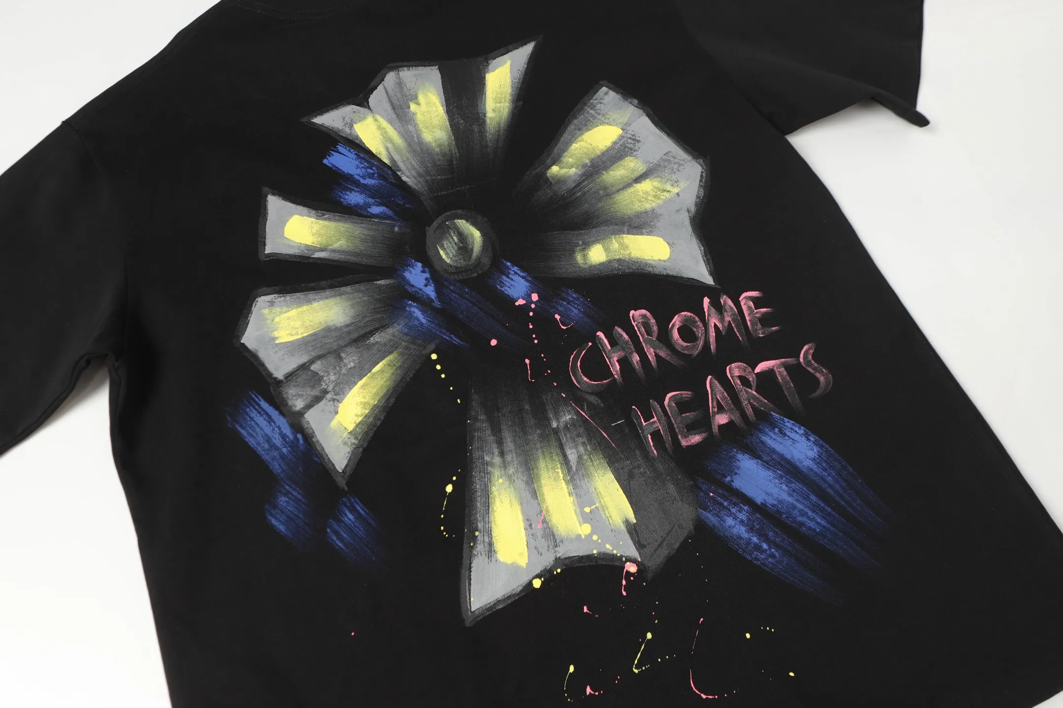 Hand-Painted Cross Print Cotton T-Shirt D10513634 — view 5