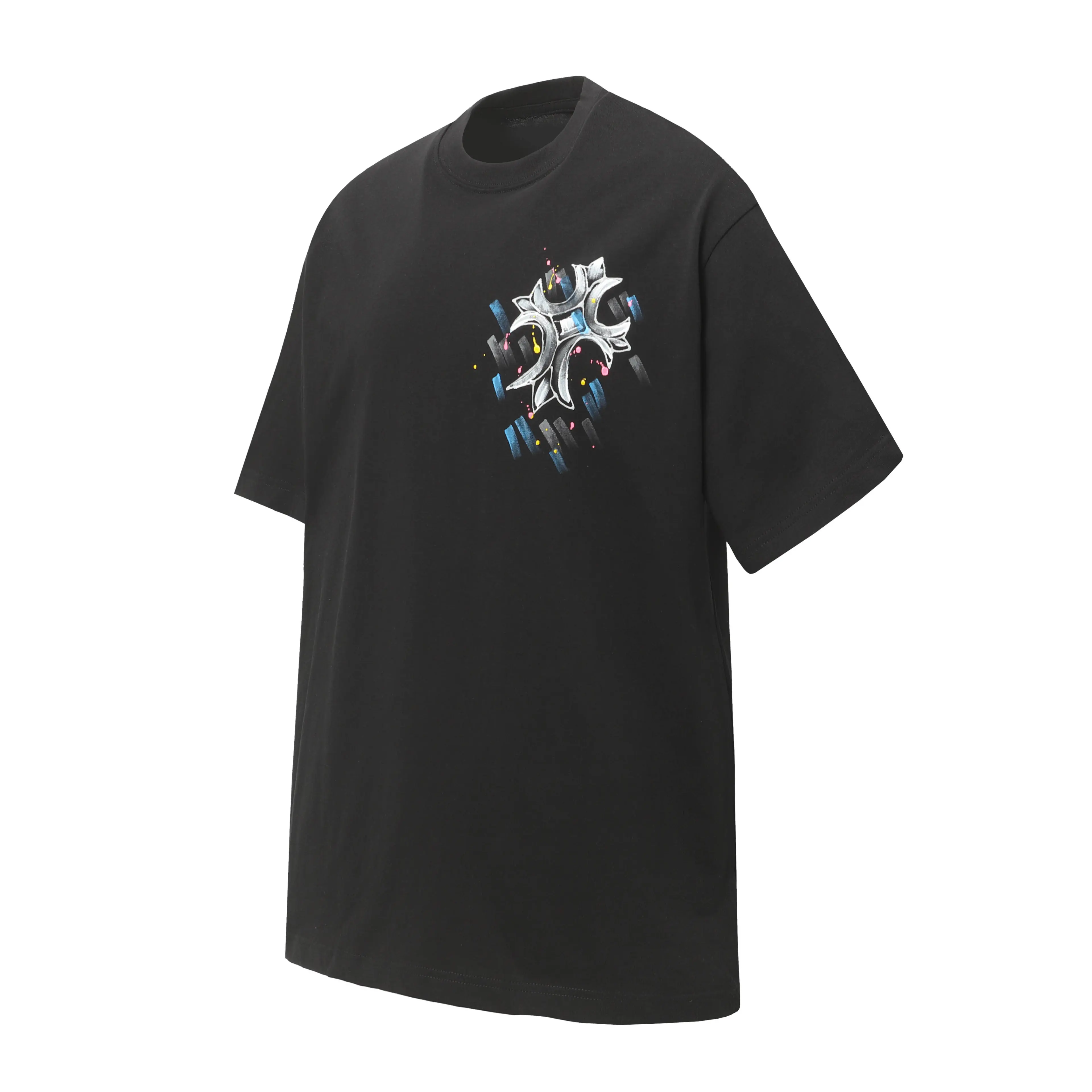 Hand-Painted Cross Print Cotton T-Shirt D10513627 — view 4