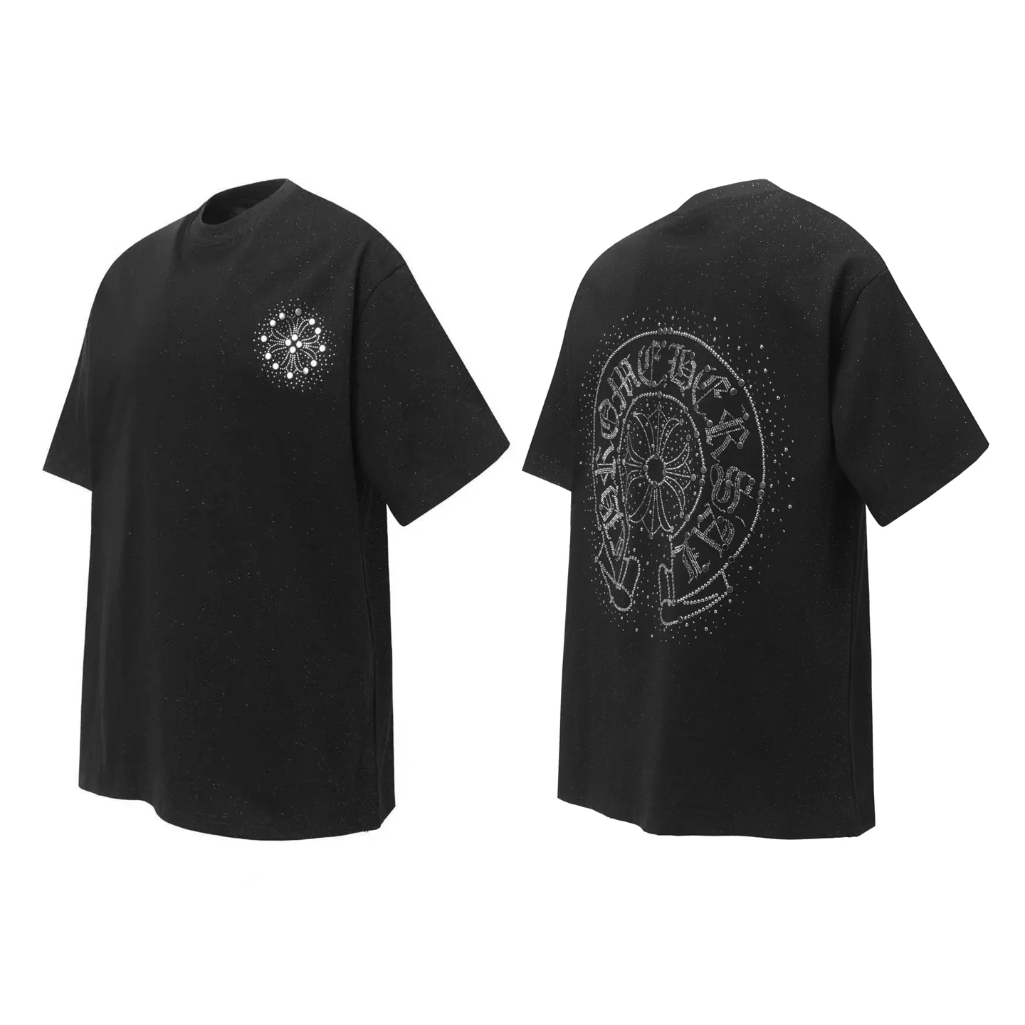 Rhinestone Horseshoe Logo Cotton T-Shirt D10013559