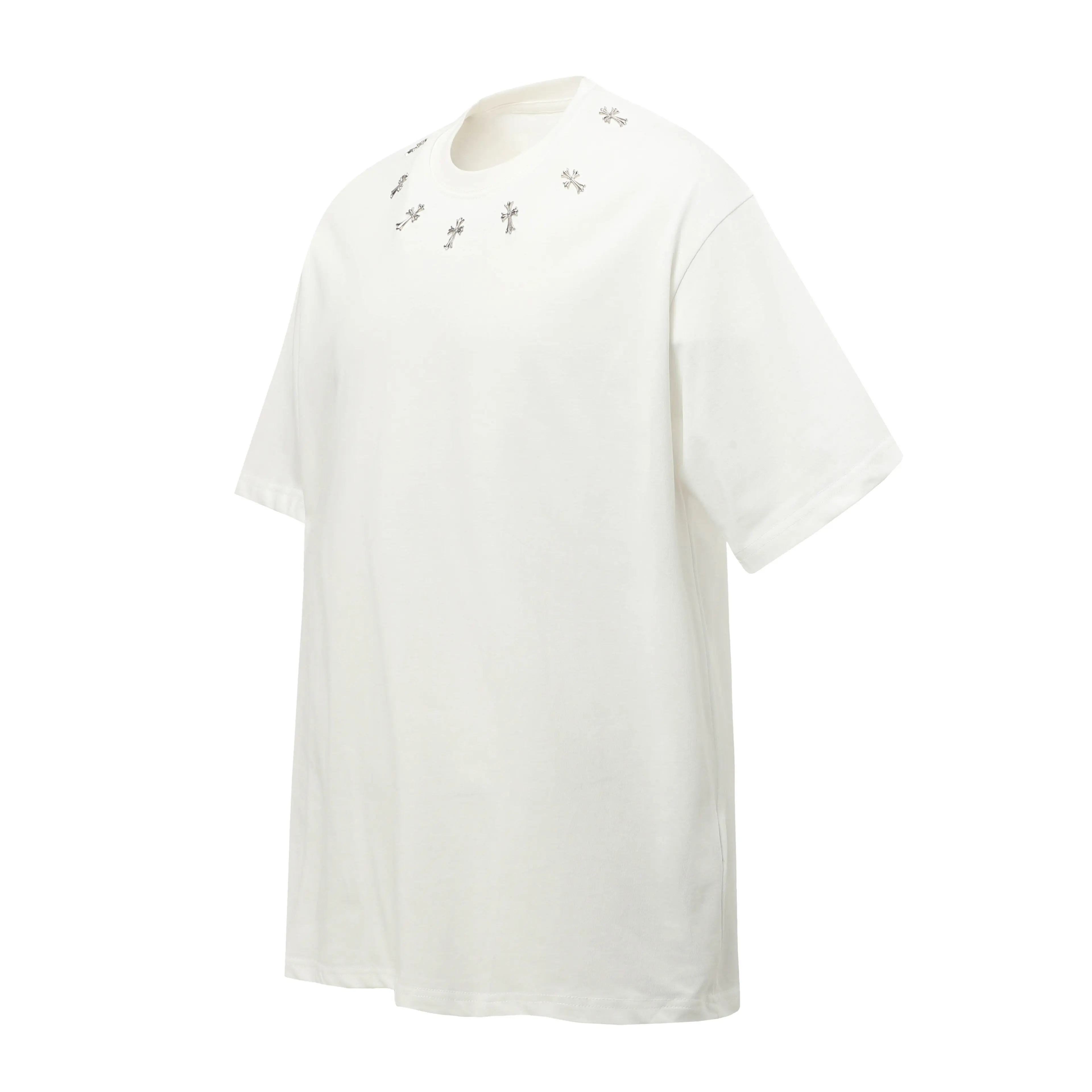Rhinestone Cross Embellished Cotton T-Shirt D9513652