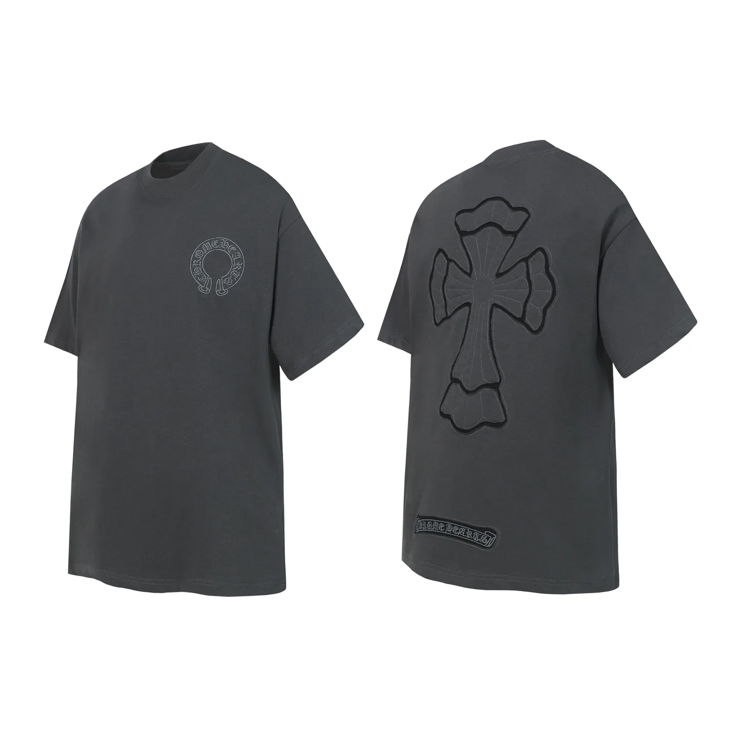 Embroidered Cross Patch Cotton T-Shirt D10013657