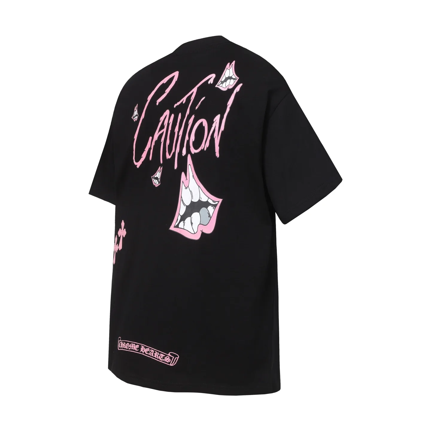 Caution Graffiti Embroidered Cotton T-Shirt D10013661 — view 3