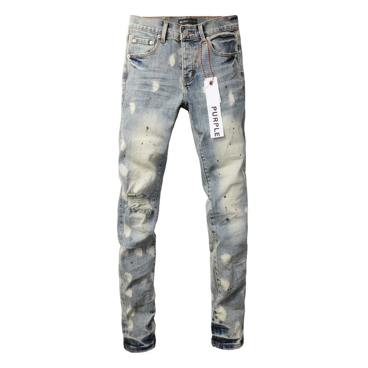 Distressed Paint-Splatter Slim-Fit Jeans D16021860 — view 2
