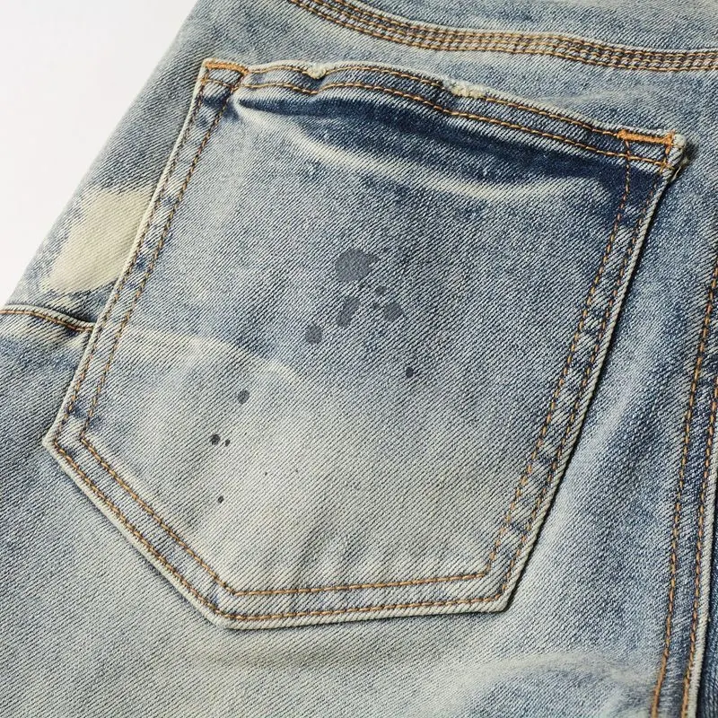 Distressed Paint-Splatter Slim-Fit Jeans D16021860 — view 7