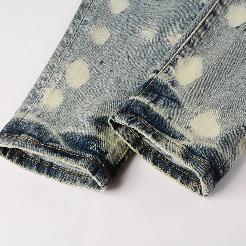 Distressed Paint-Splatter Slim-Fit Jeans D16021860 — view 8