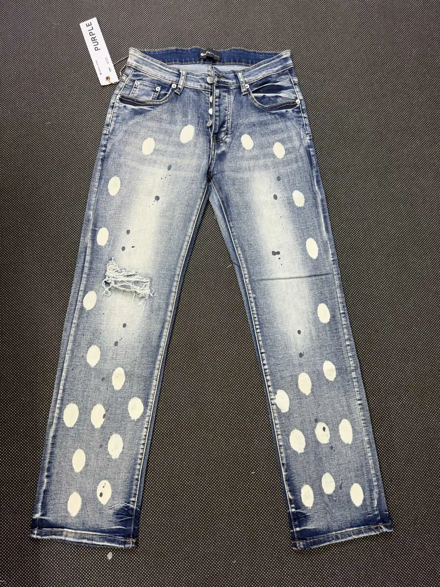 Distressed Paint-Splatter Slim-Fit Jeans D16021860 — view 10
