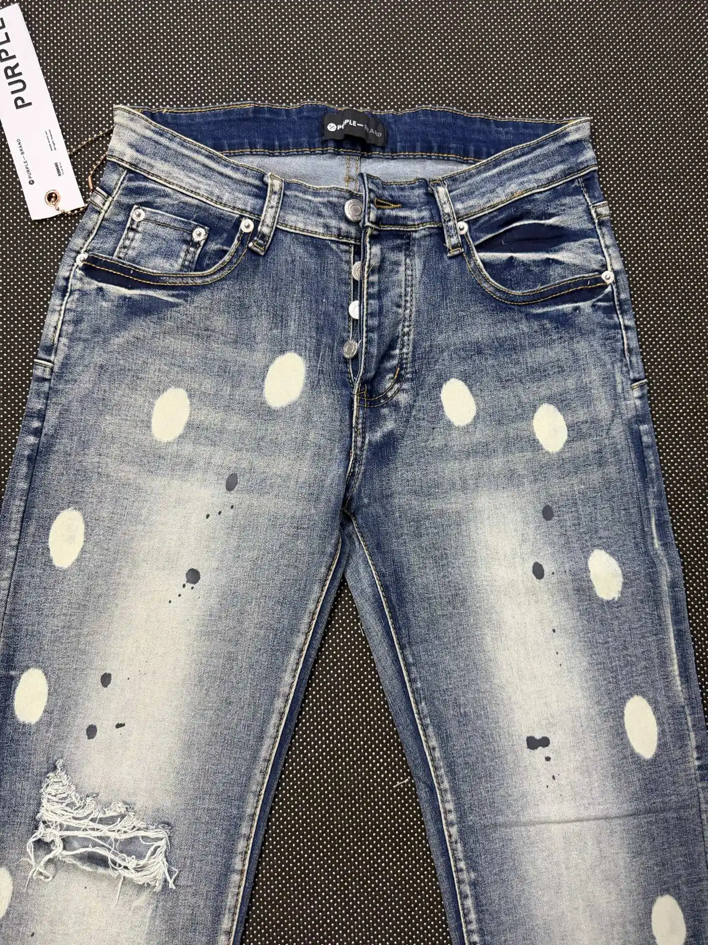 Distressed Paint-Splatter Slim-Fit Jeans D16021860 — view 12