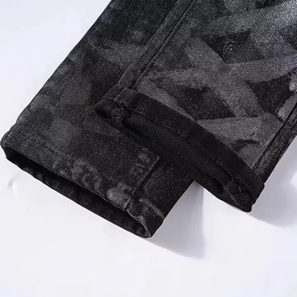 Tie-Dye Graffiti Print Slim-Fit Jeans D16521850 — view 9