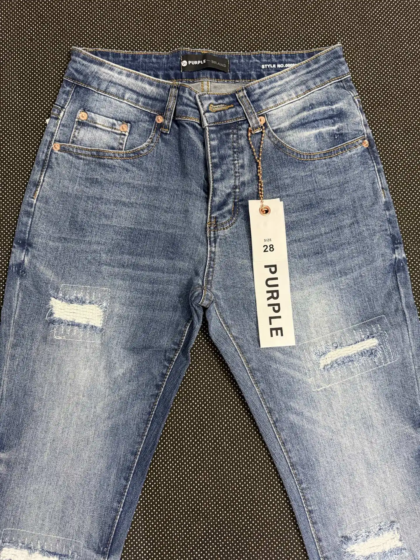 Distressed Bootcut Jeans with Patchwork Detail D19021842 — view 3