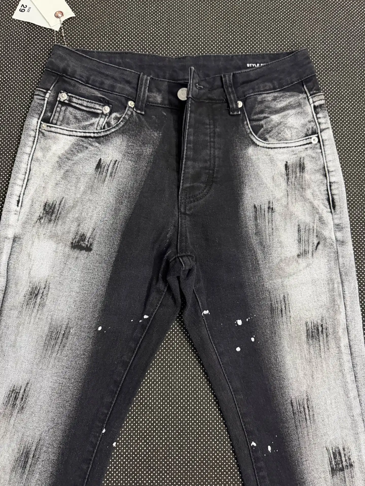 Purple Brand Paint-Splatter Gradient Slim-Leg Jeans D18021839 — view 3