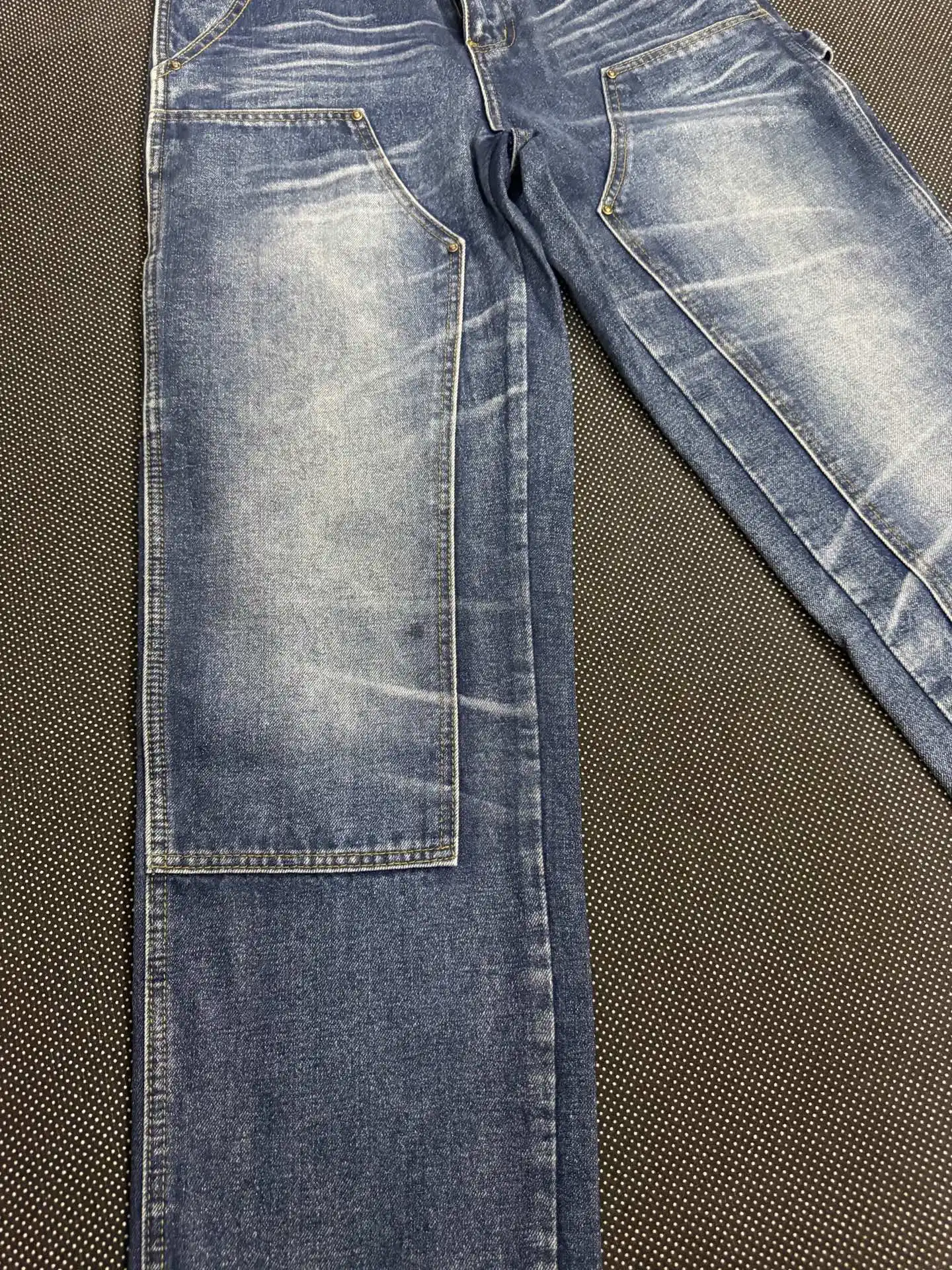 Double-Knee Washed Denim Work Pants D18021835 — view 4