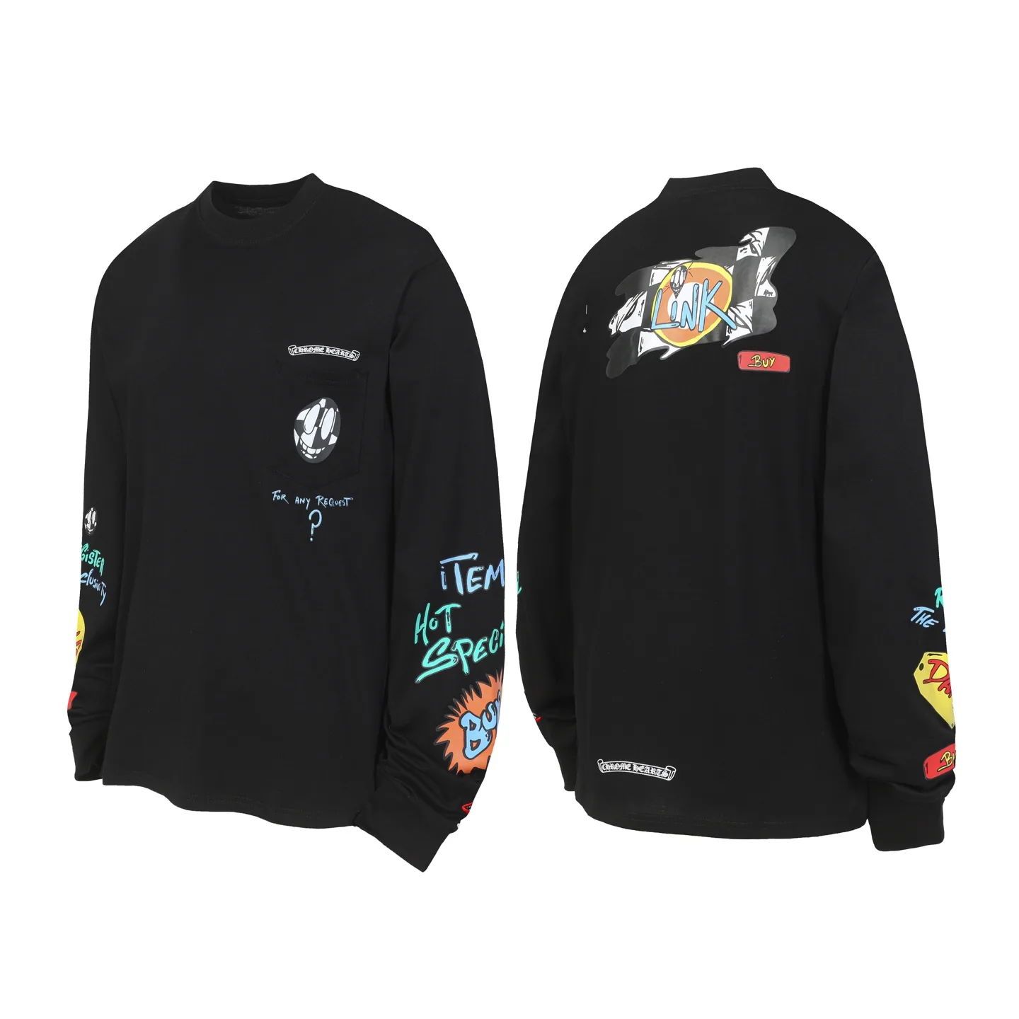 Graffiti Print Long-Sleeve T-Shirt D10013493
