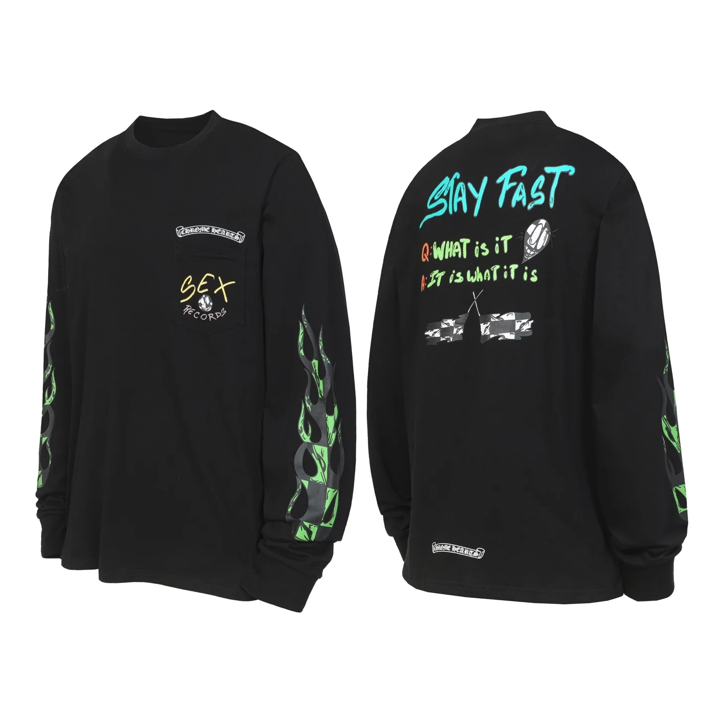 Sex Records Graffiti Print Long-Sleeve T-Shirt D10013492