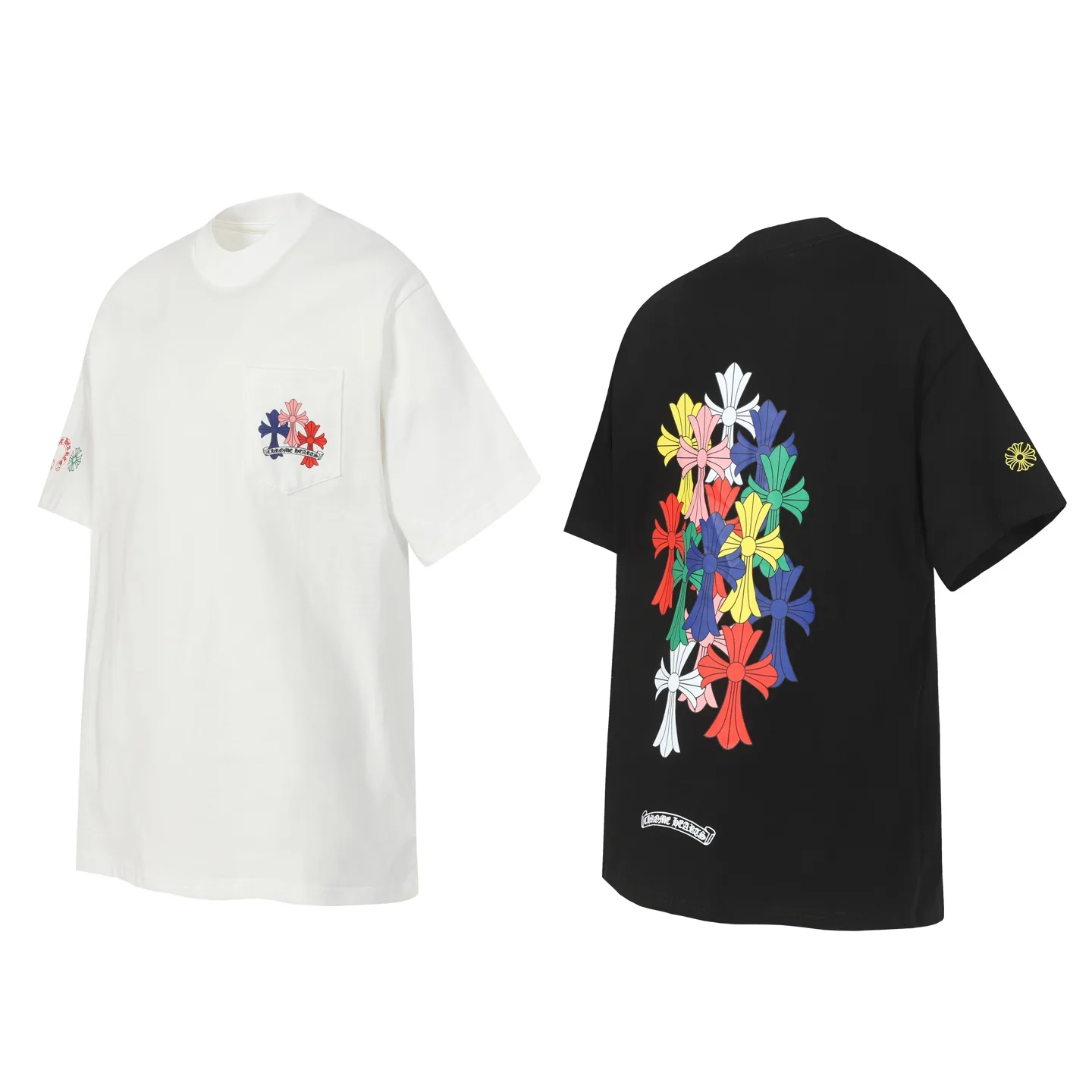 Multi-Color Cross Print Pocket T-Shirt D10013605
