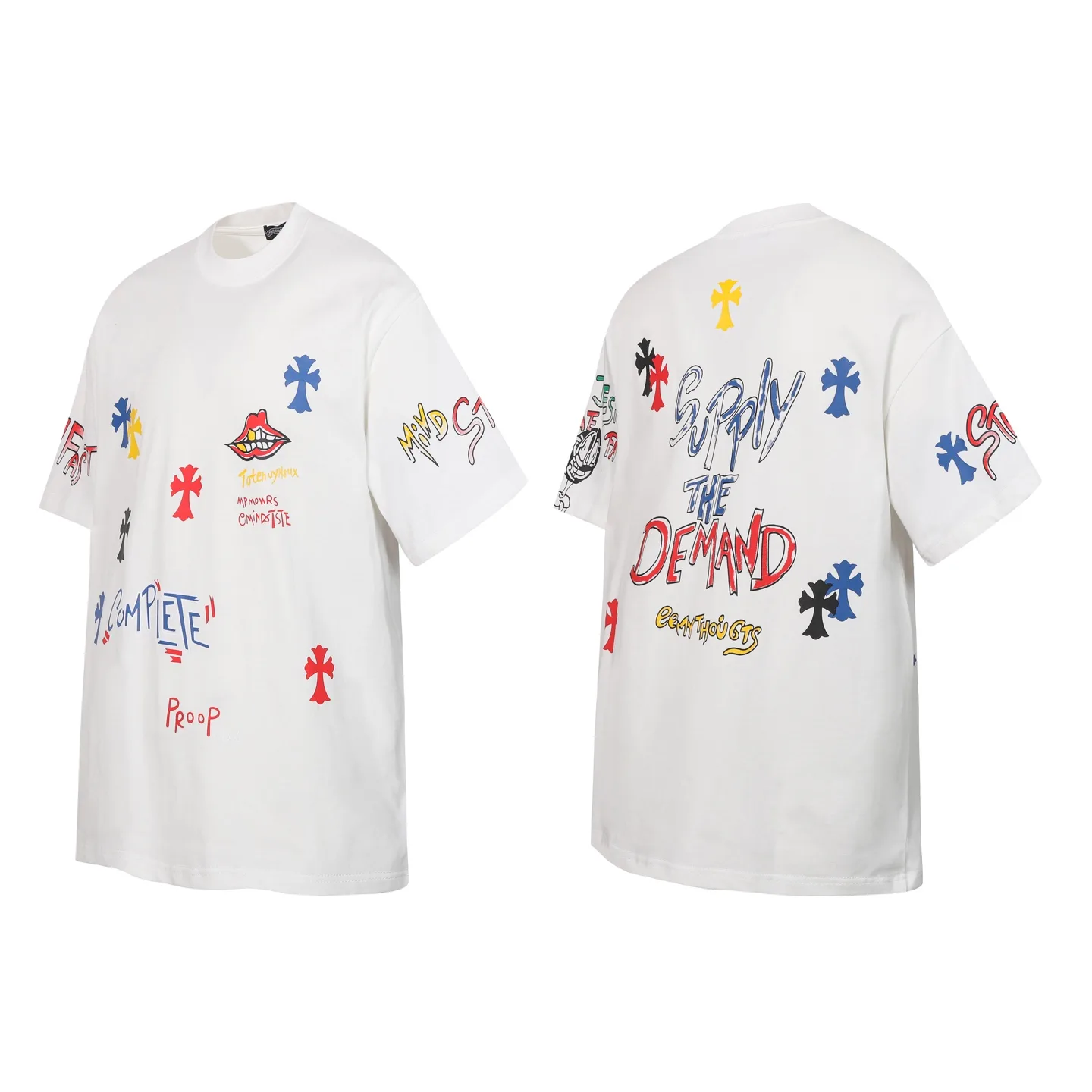 Graffiti Print Cotton Jersey T-Shirt D10513614 — view 2