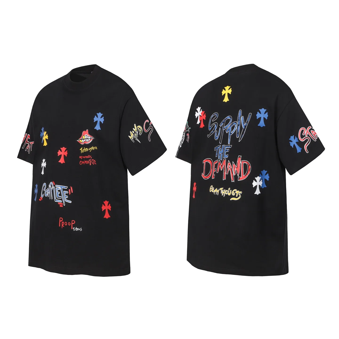 Graffiti Print Cotton T-Shirt D10513612