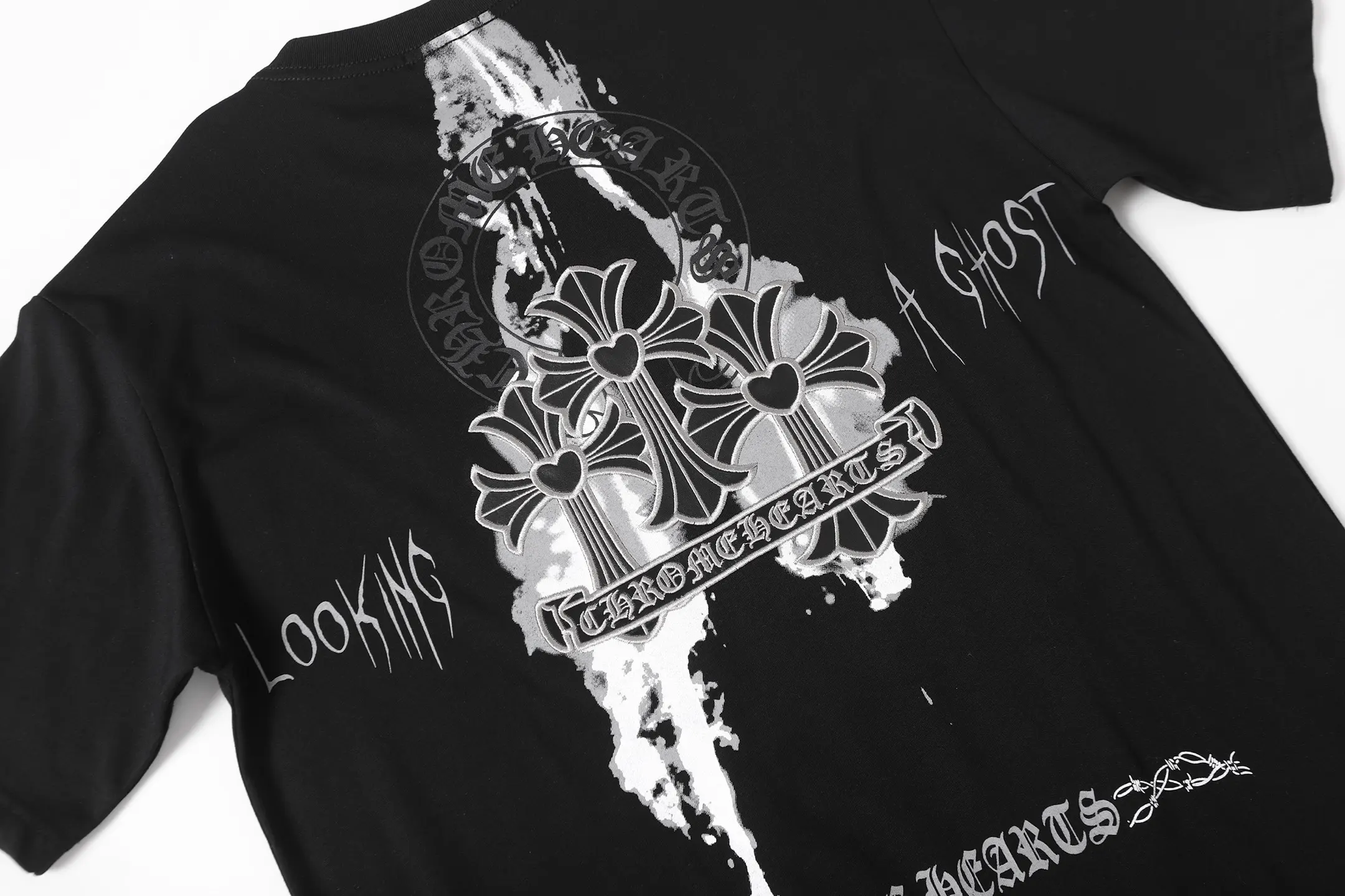 Cross Print Splatter Cotton T-Shirt D11013690 — view 6