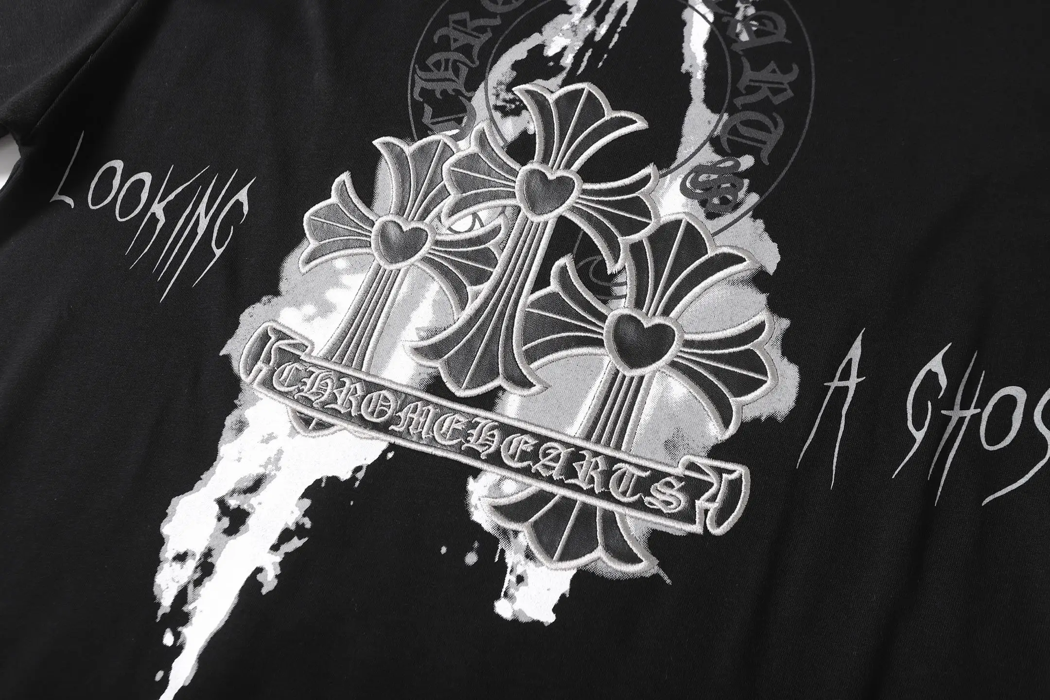 Cross Print Splatter Cotton T-Shirt D11013690 — view 7