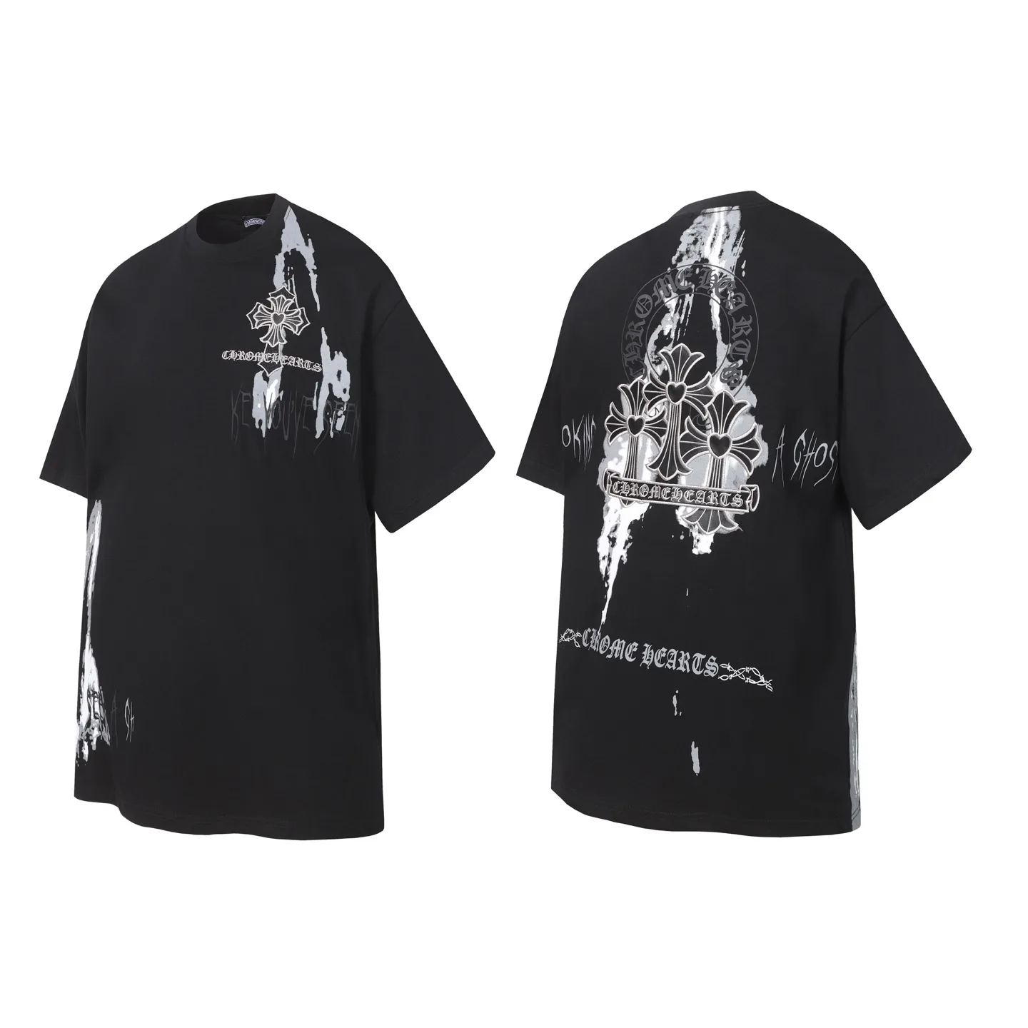 Sanskrit Cross Embroidered Splatter T-Shirt D11013692 — view 5