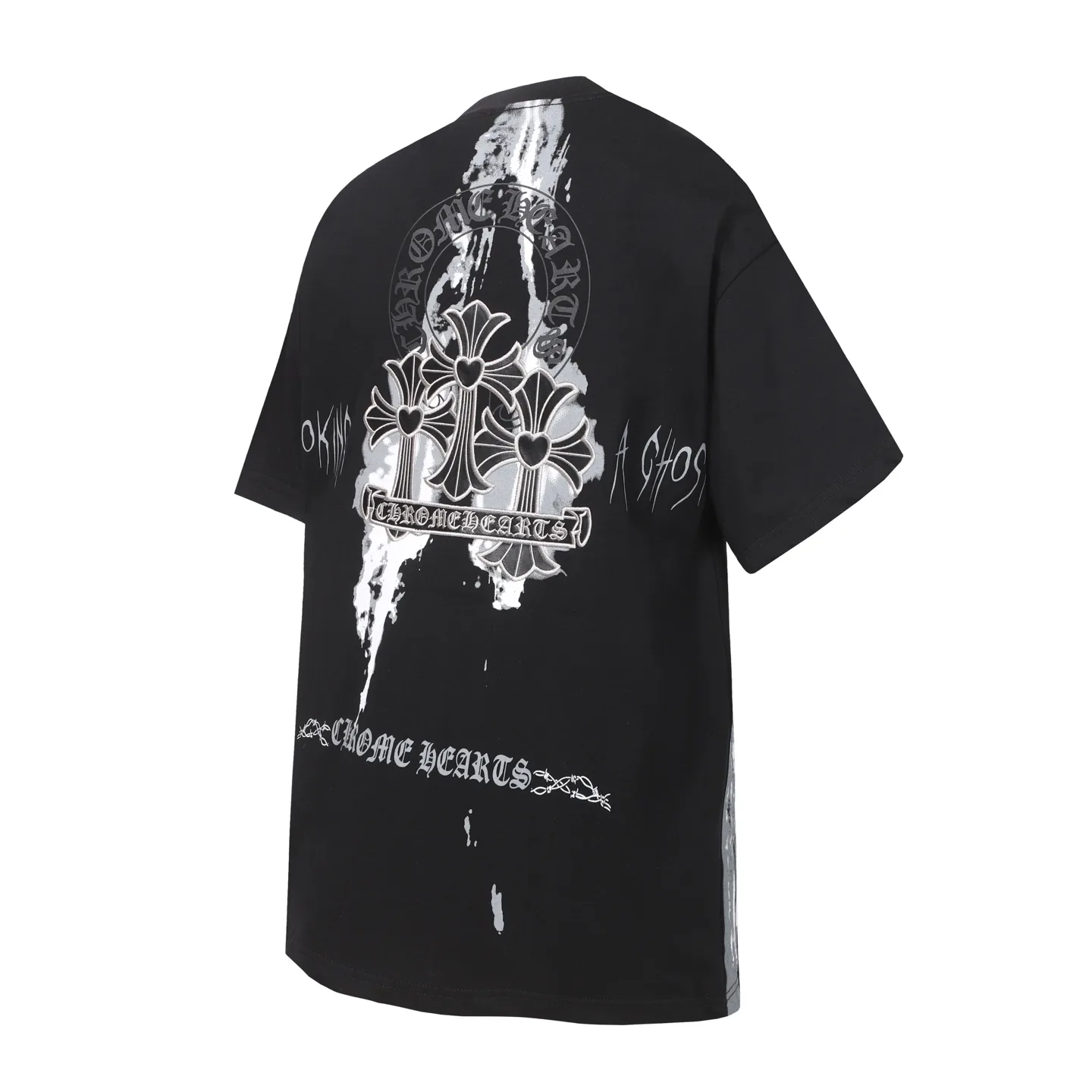 Sanskrit Cross Embroidered Splatter T-Shirt D11013692 — view 7