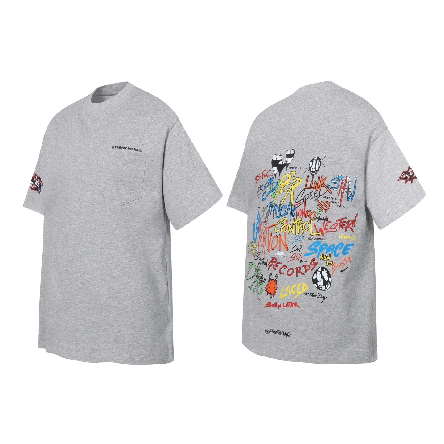 Graffiti Print Pocket T-Shirt D9513611
