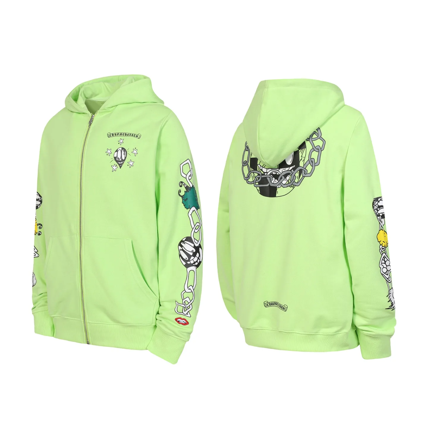 Graffiti Print Zip-Up Hoodie D15013468
