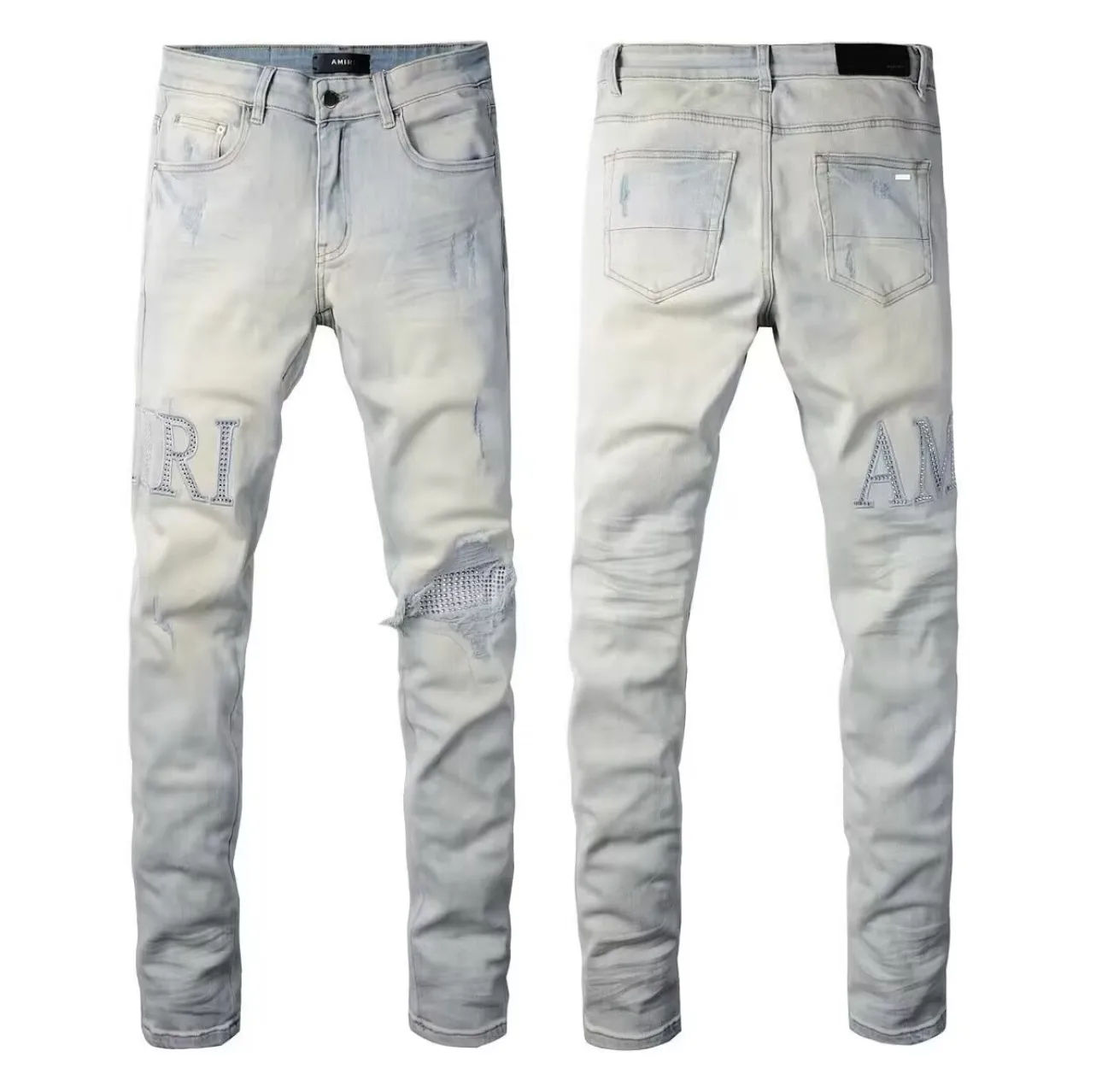 Crystal-Embellished Distressed Slim-Fit Jeans D14521833