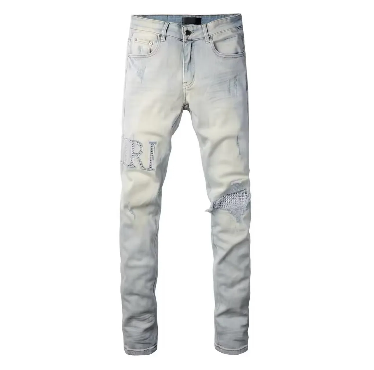 Crystal-Embellished Distressed Slim-Fit Jeans D14521833 — view 2