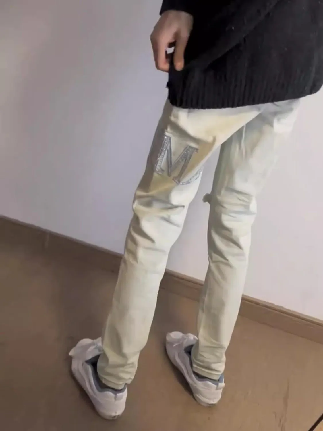 Crystal-Embellished Distressed Slim-Fit Jeans D14521833 — view 10
