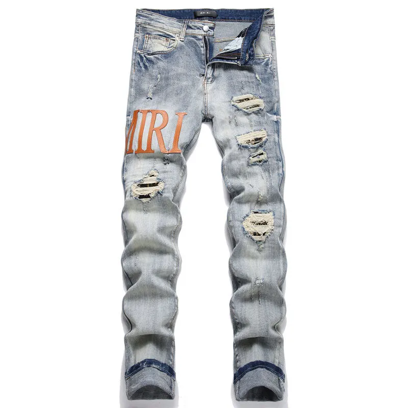 Distressed Logo Patch Slim-Fit Jeans D14521831 — view 2