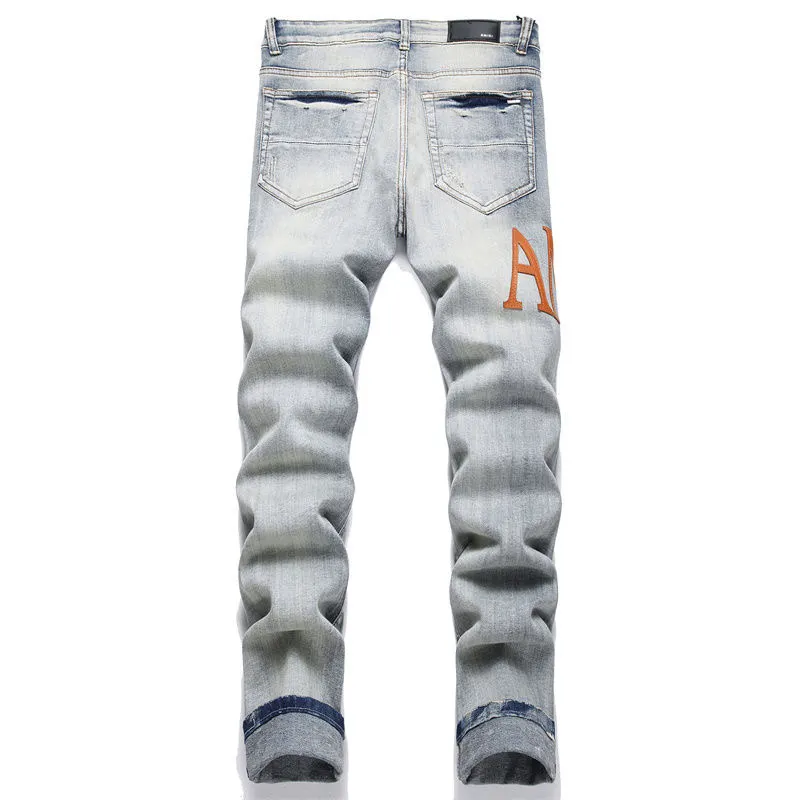 Distressed Logo Patch Slim-Fit Jeans D14521831 — view 3