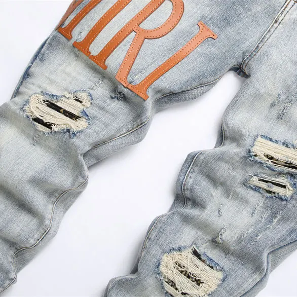 Distressed Logo Patch Slim-Fit Jeans D14521831 — view 4
