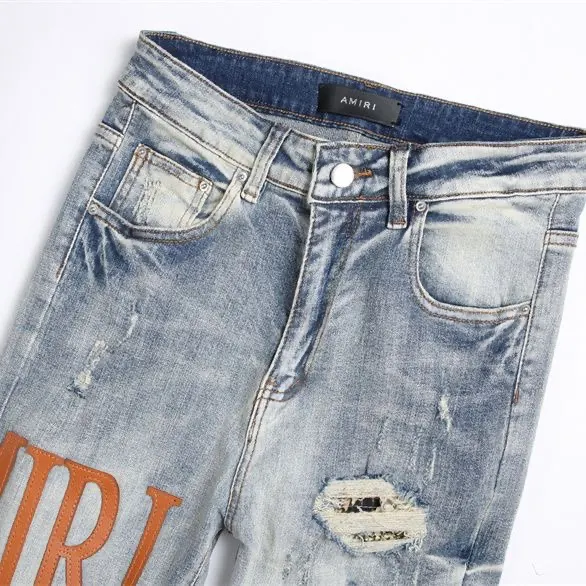 Distressed Logo Patch Slim-Fit Jeans D14521831 — view 7