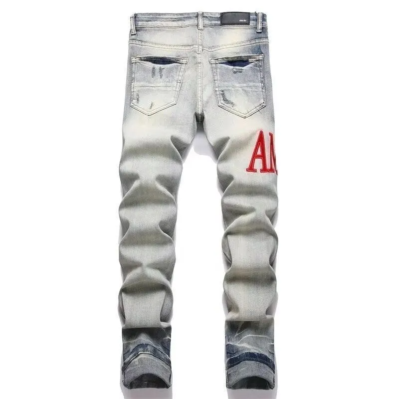 Logo Embroidered Distressed Slim-Fit Jeans D14521827 — view 2