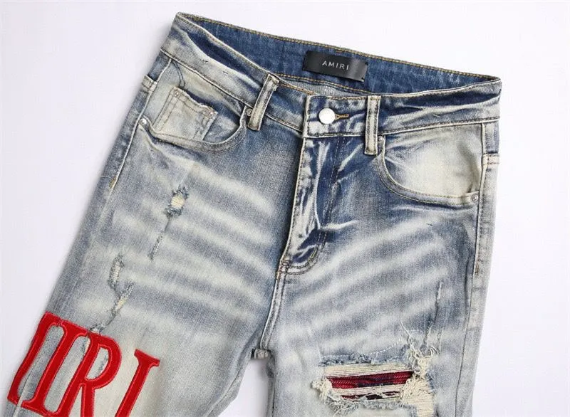 Logo Embroidered Distressed Slim-Fit Jeans D14521827 — view 9