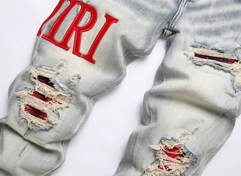 Logo Embroidered Distressed Slim-Fit Jeans D14521827 — view 10