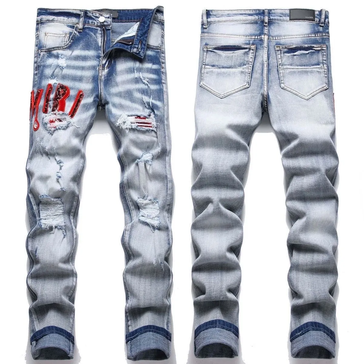 Distressed Slim-Fit Appliqué Jeans D14521826