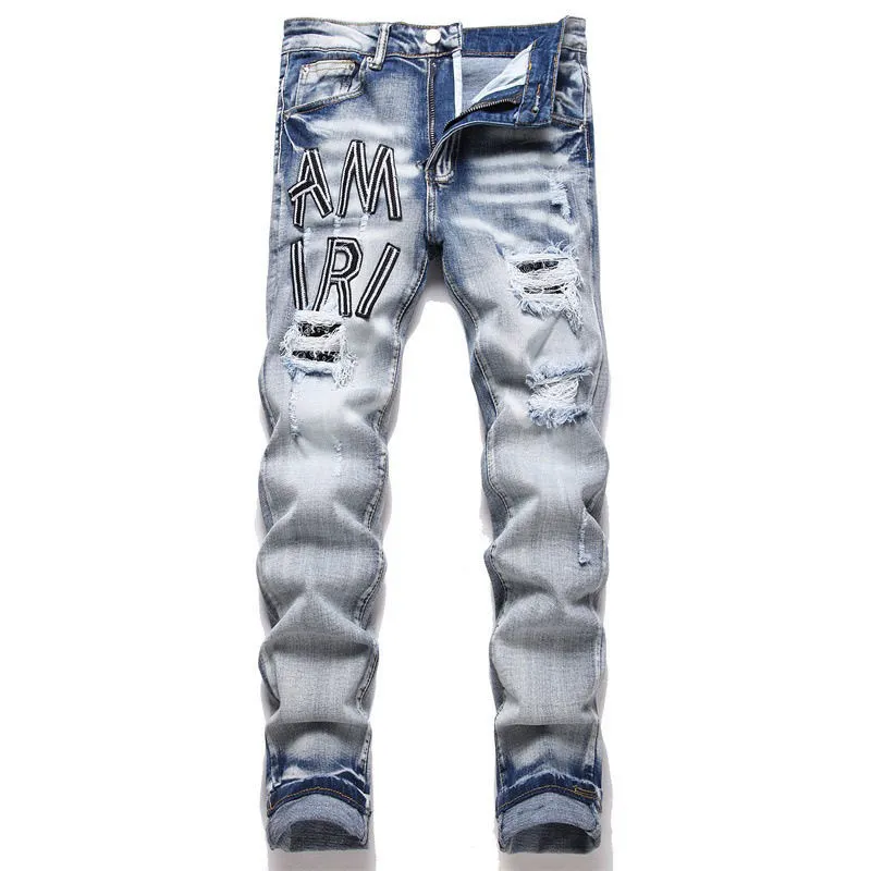Distressed Logo-Embroidered Slim-Fit Jeans D14521822 — view 2
